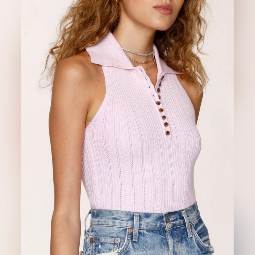 Heartloom 'Kary Polo' Collared Knit Sleeveless Top